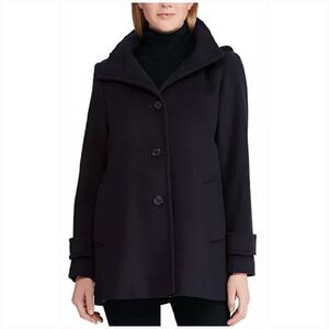 LAUREN RALPH LAUREN, Women's Hooded A-Line Coat, Navy, Size 18
